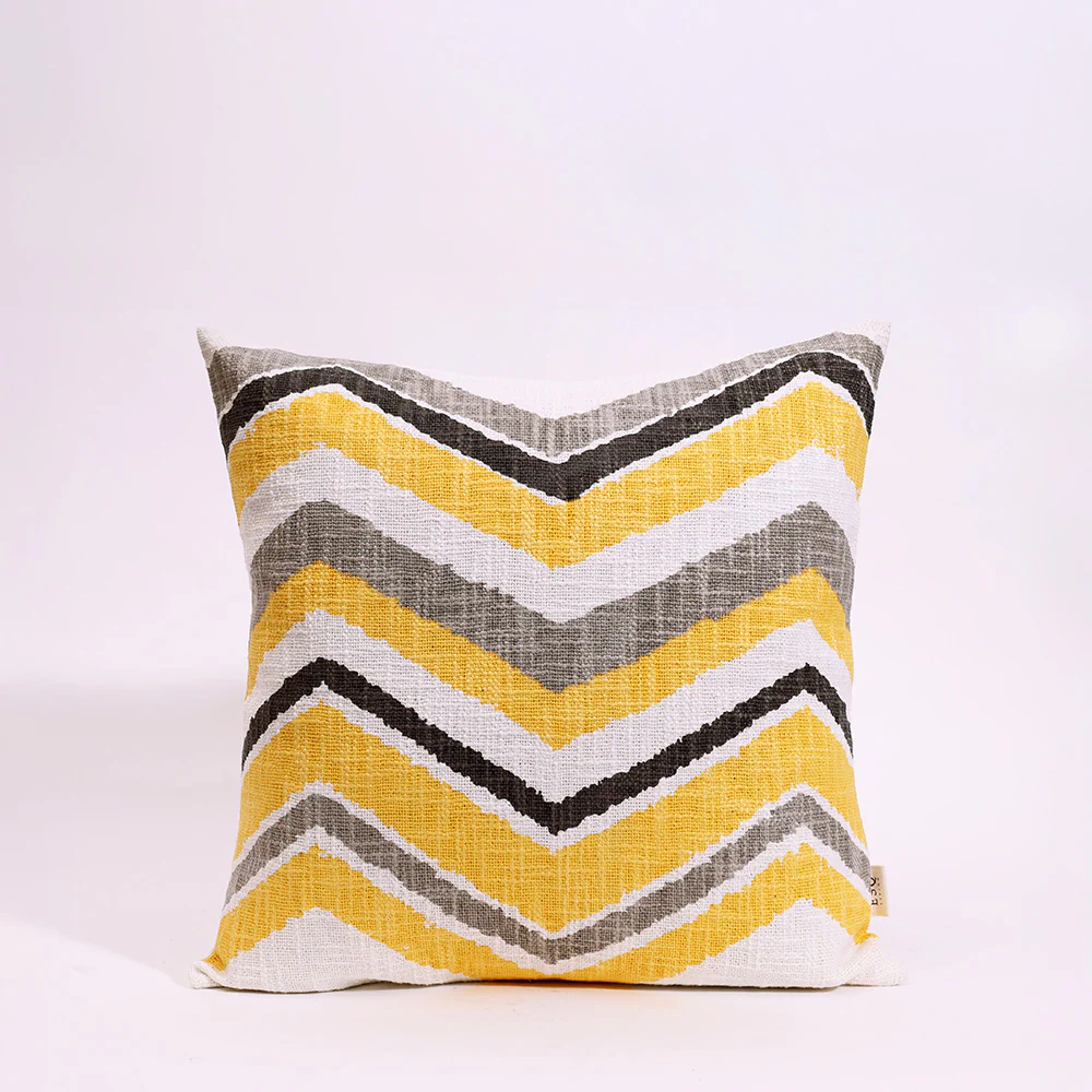 Chevron Printed Cushion Cover 45x45cm - Ochre - Image 5