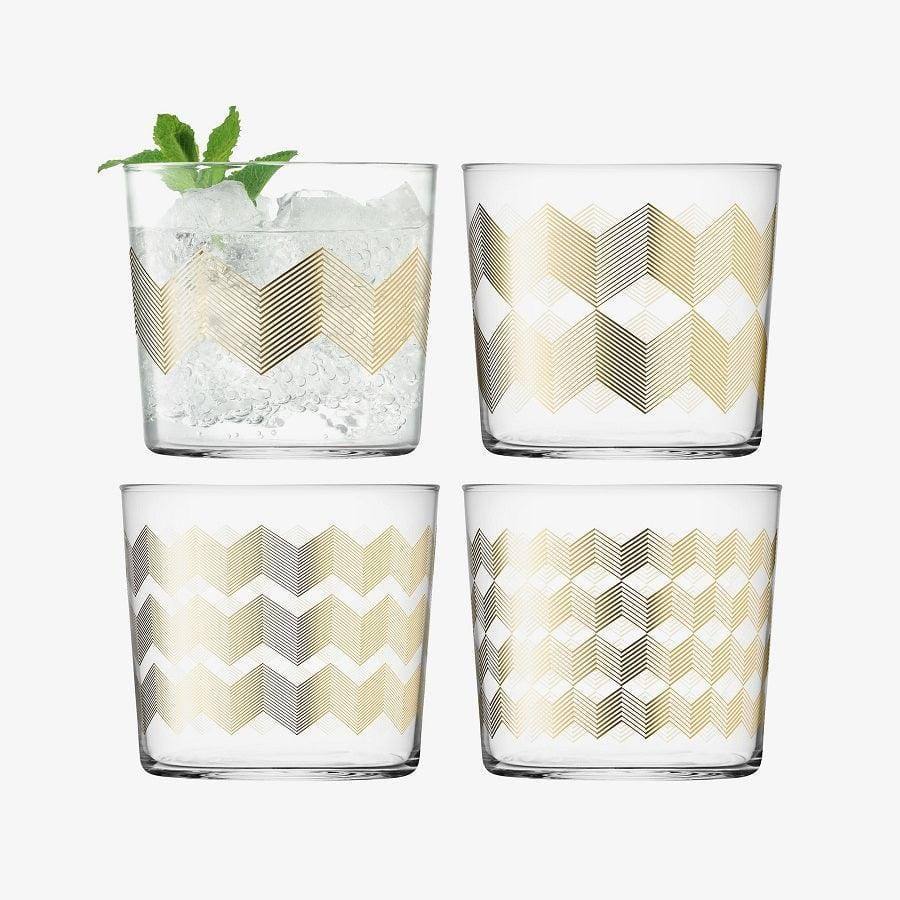 Chevron Tumblers 310ml, Set of 4 - Assorted Gold - Image 4