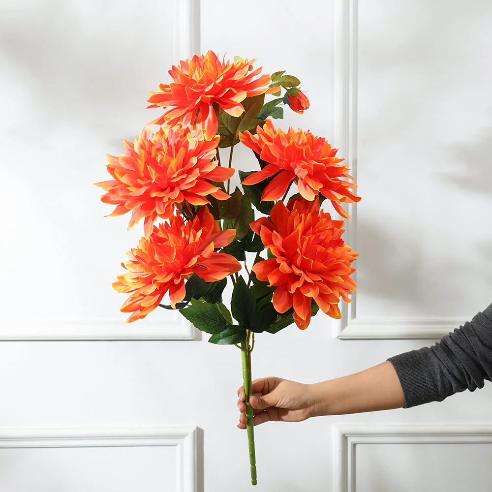 Chrysanthemums Faux Stem - Sunset Orange - Image 2