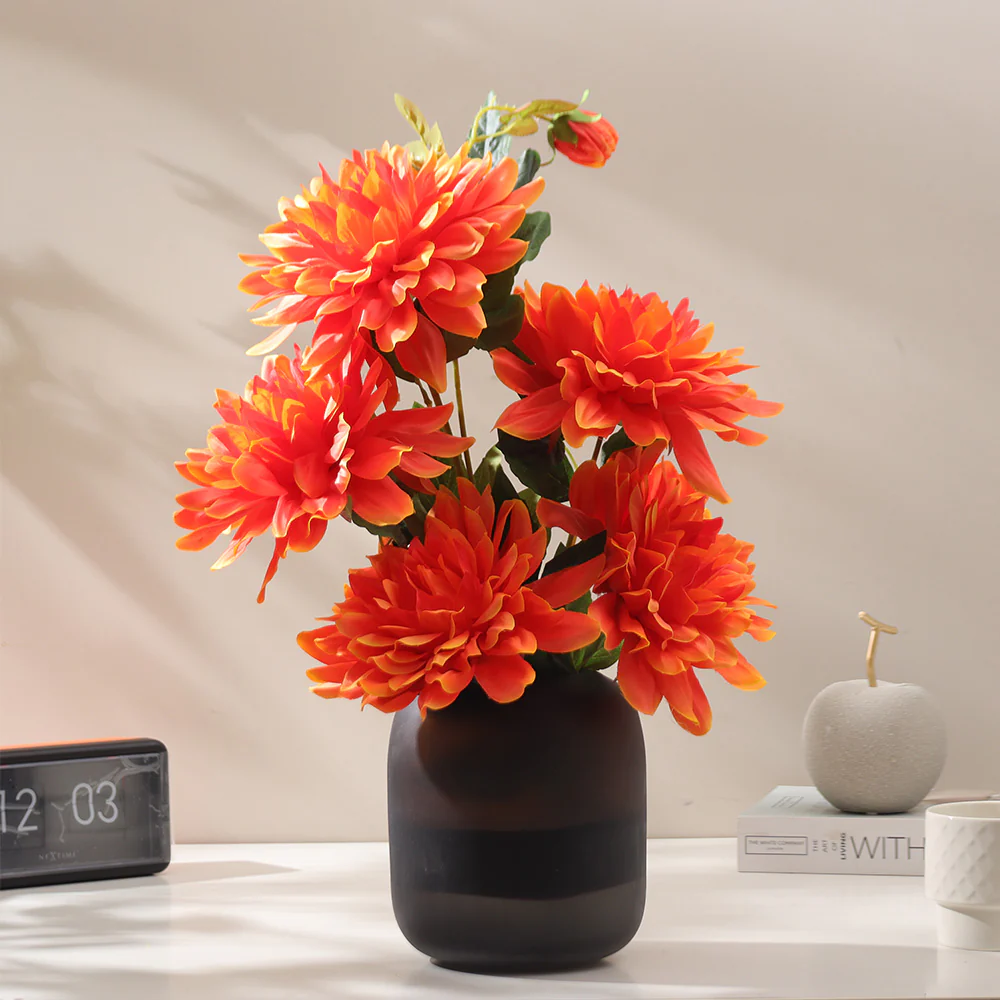 Chrysanthemums Faux Stem - Sunset Orange - Image 5