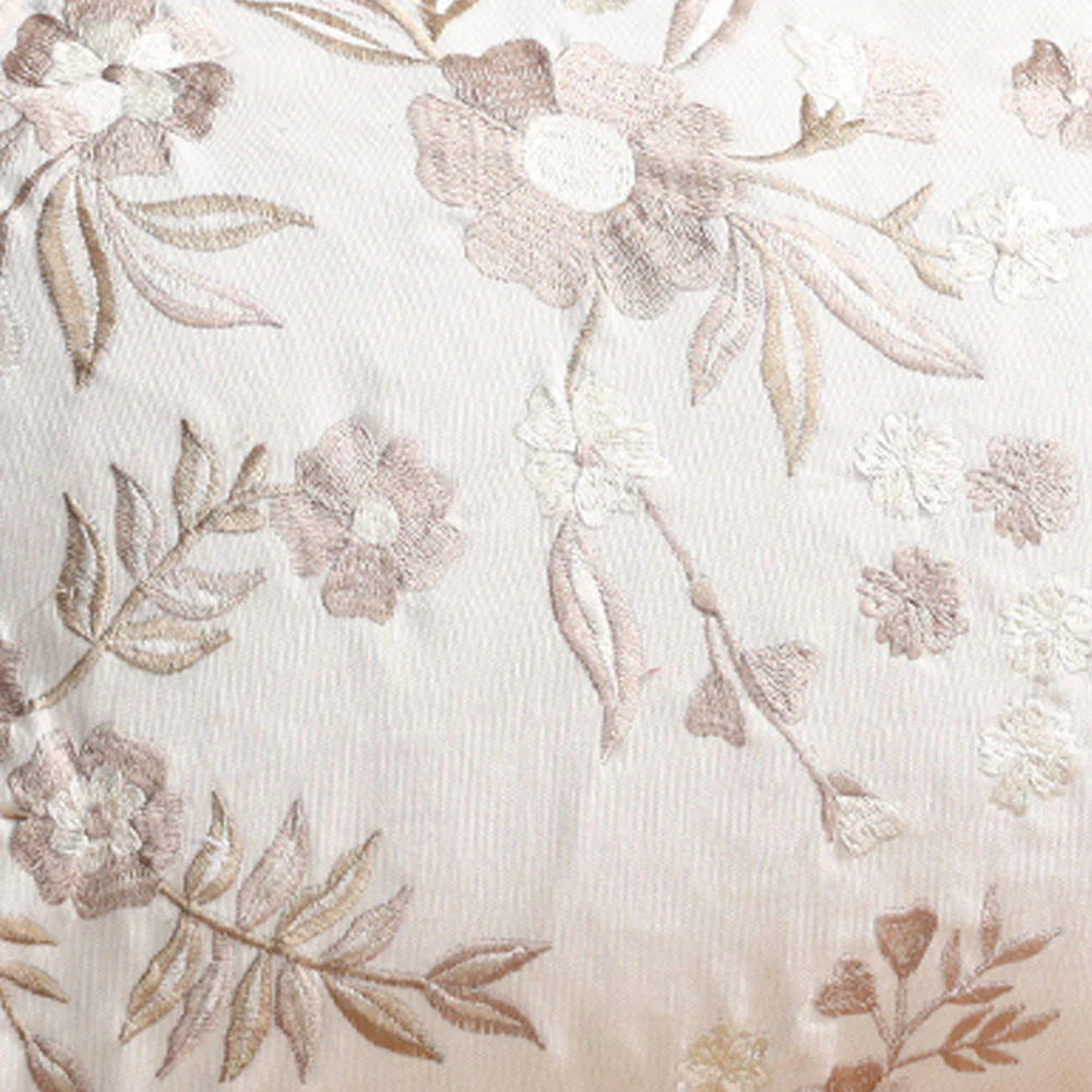 Cinqufoil Embroidered Cotton Rectangular Cushion Cover 60x40cm - Rust White - Image 5