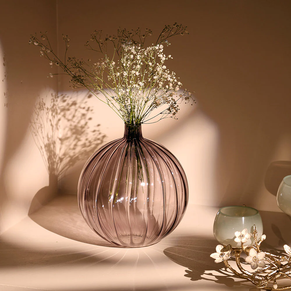 Cirque Round Glass Vase Medium - Smoke - Image 2