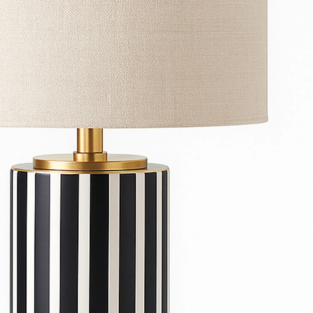Cirque Striped Resin Table Lamp XL - Navy White - Image 6