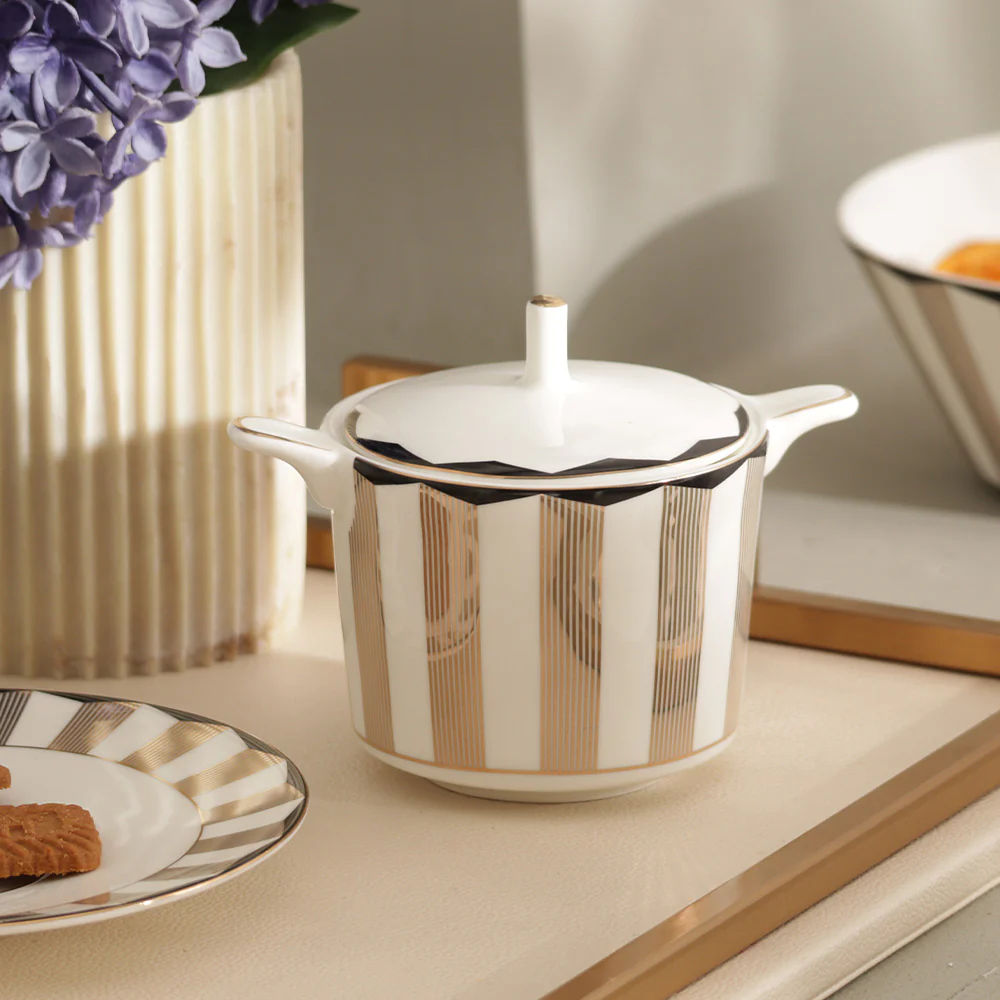 Cirque Sugar Bowl with Lid - White Gold - Image 2