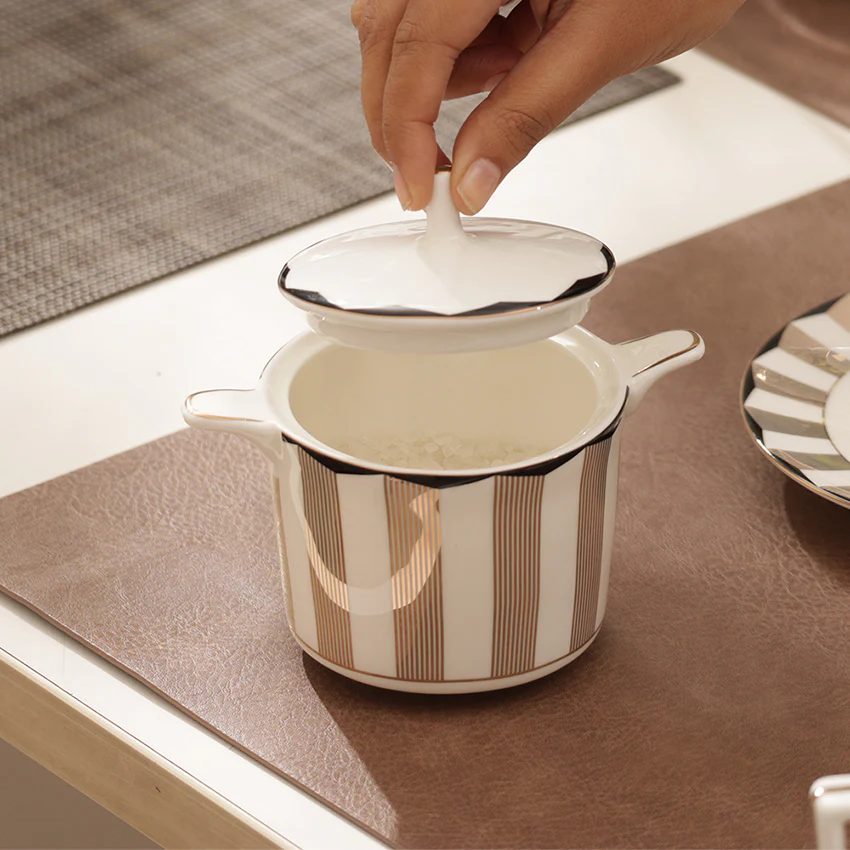 Cirque Sugar Bowl with Lid - White Gold - Image 3