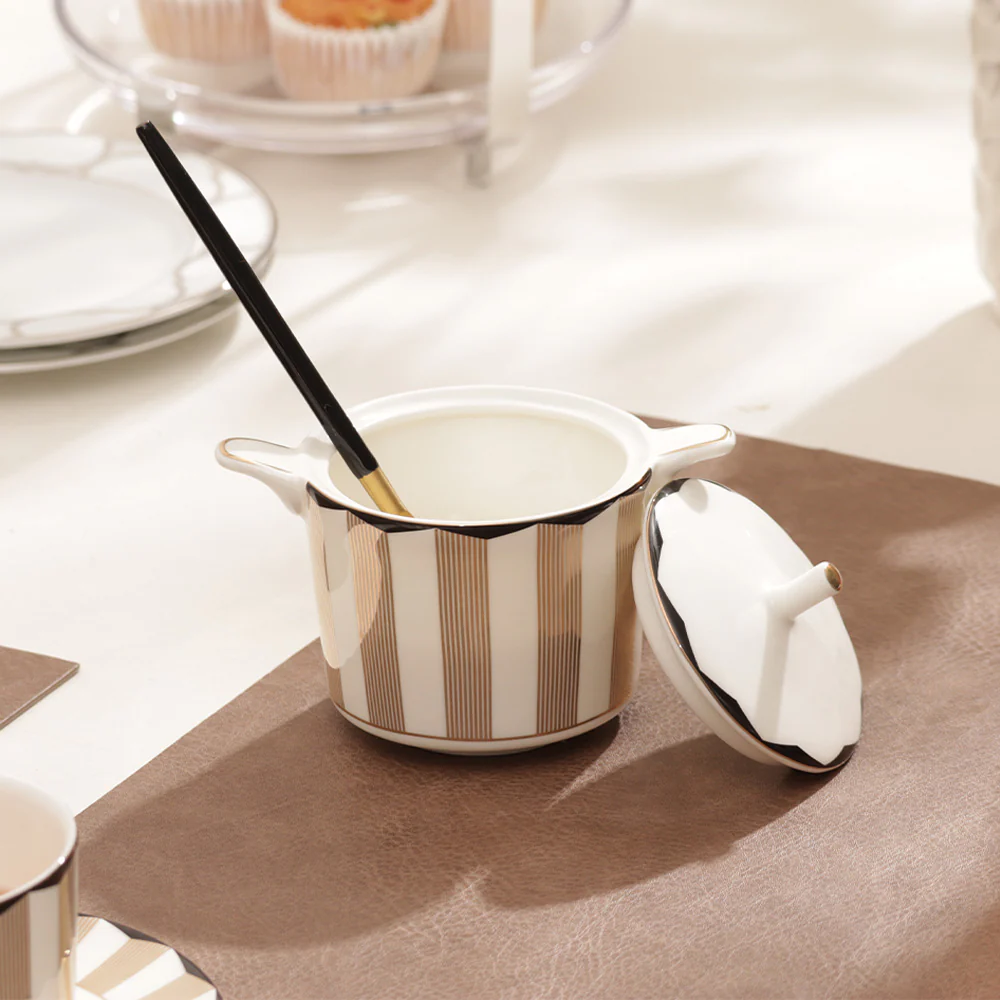 Cirque Sugar Bowl with Lid - White Gold - Image 4