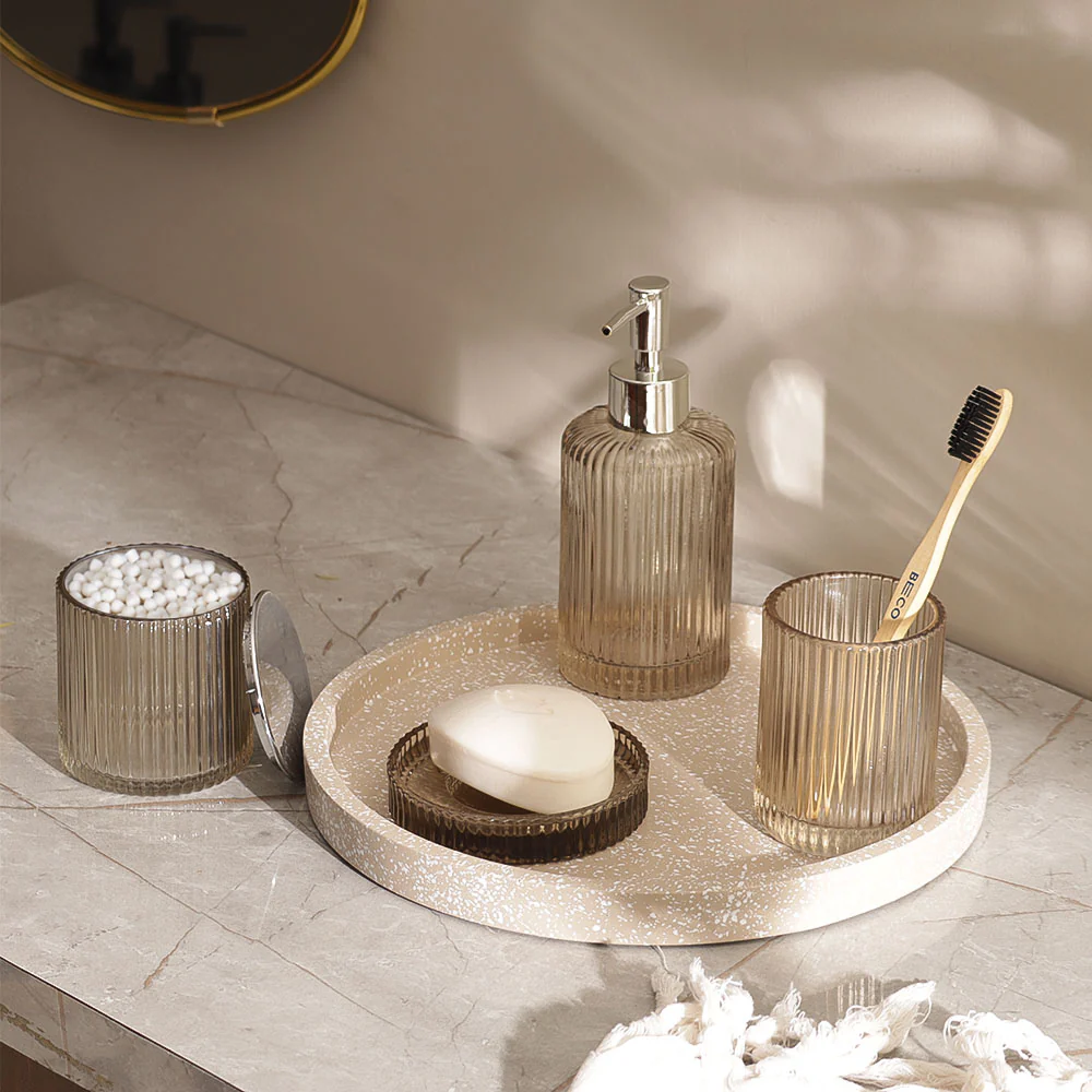 Claro 4-piece Glass Bathroom Set - Smokey Brown - Image 4