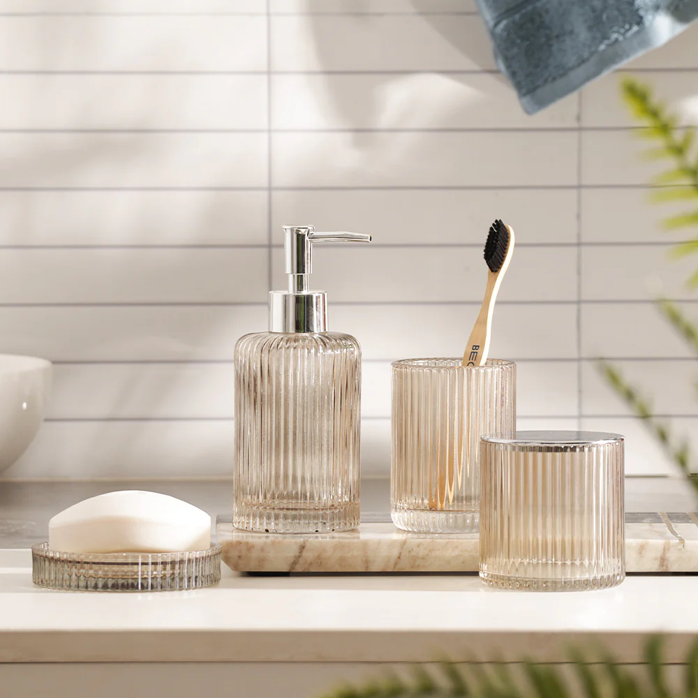 Claro 4-piece Glass Bathroom Set - Smokey Brown - Image 5
