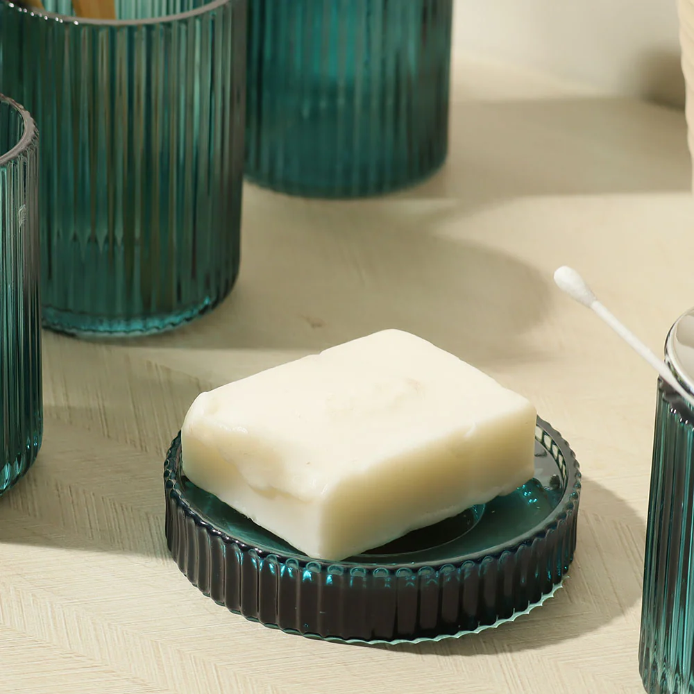 Claro 5-piece Glass Bathroom Set - Teal - Image 5