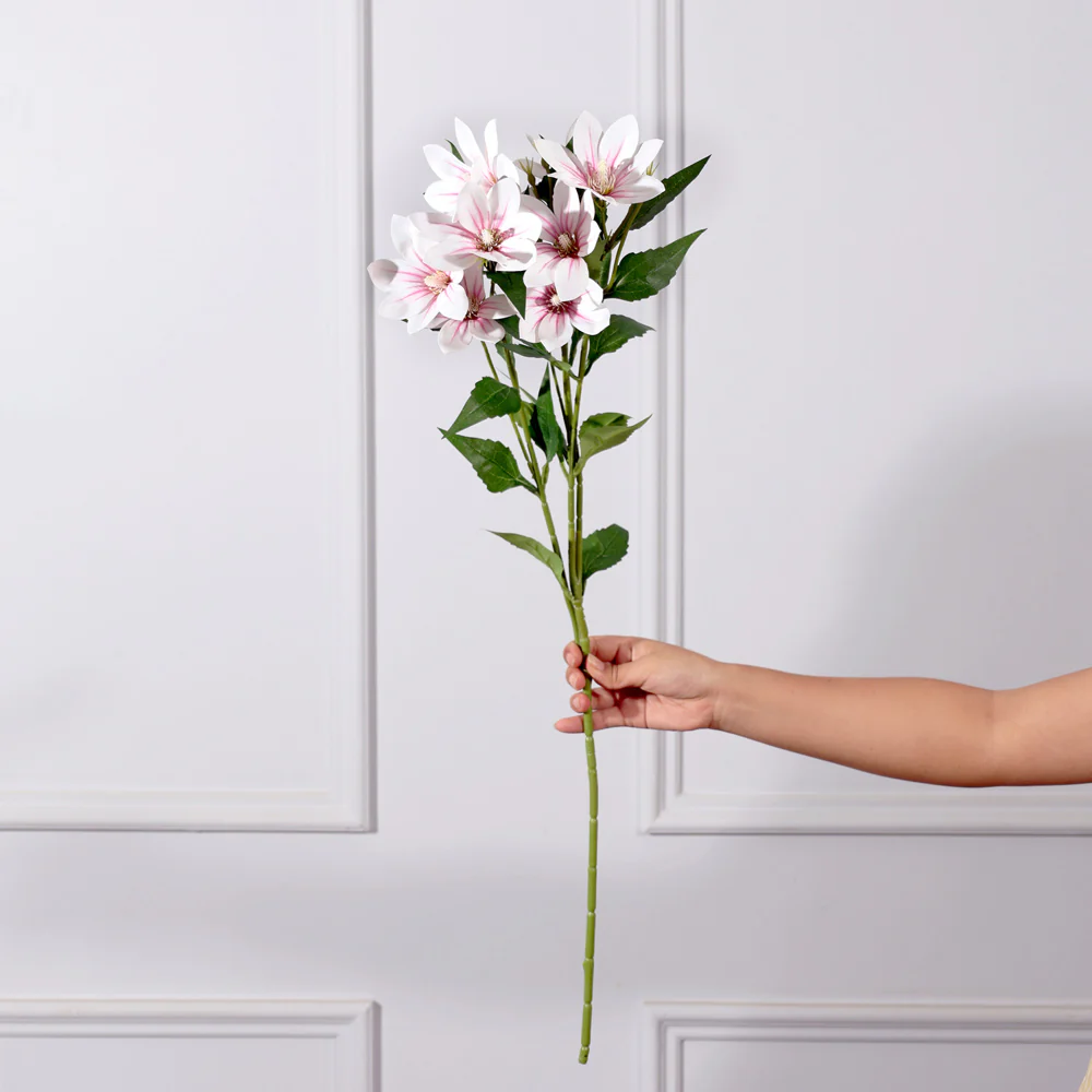 Clematis Faux Stem - White Pink - Image 2