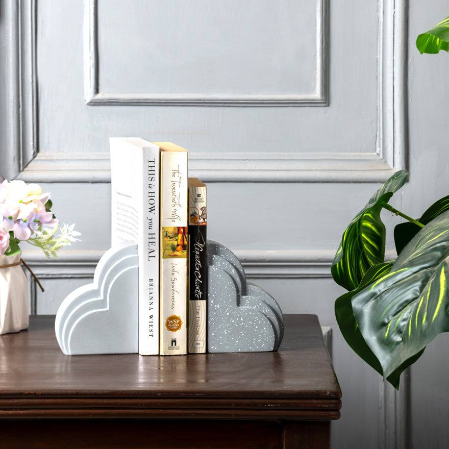 Cloud Bookends, Set of 2- Grey