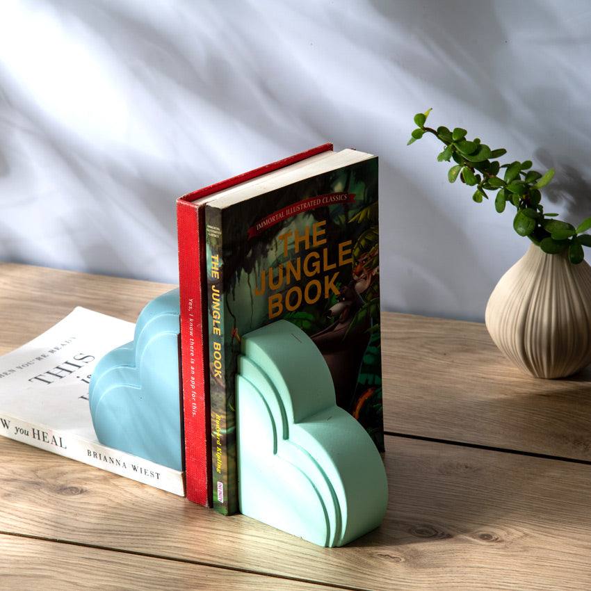 Cloud Bookends, Set of 2- Powder Blue & Green
