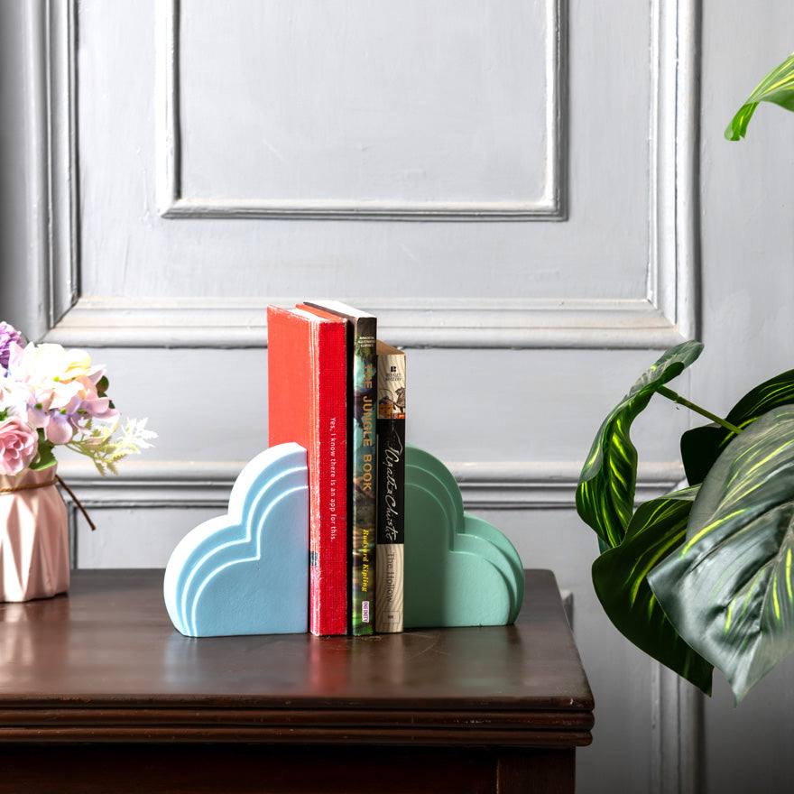 Cloud Bookends, Set of 2- Powder Blue & Green - Image 2