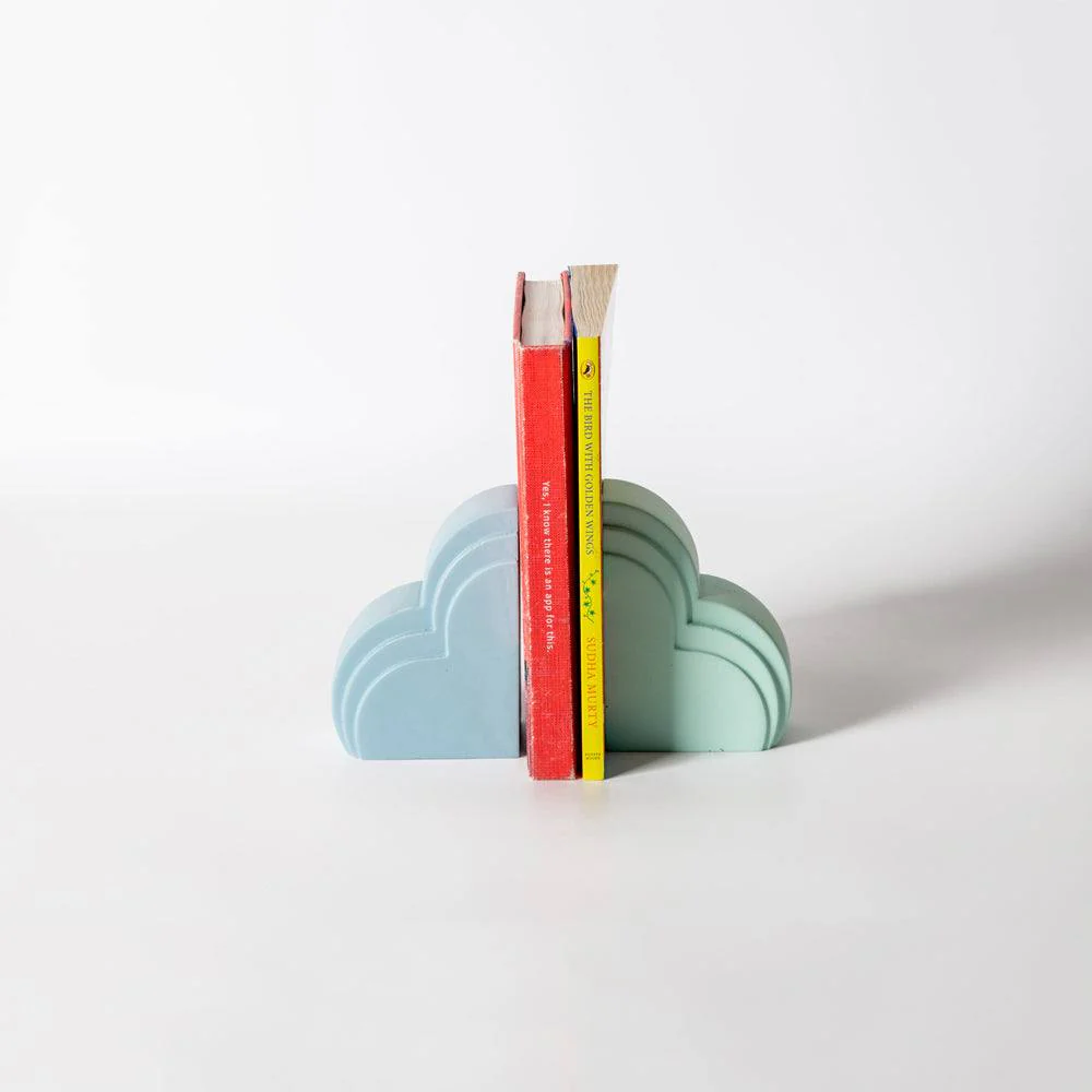 Cloud Bookends, Set of 2- Powder Blue & Green - Image 3