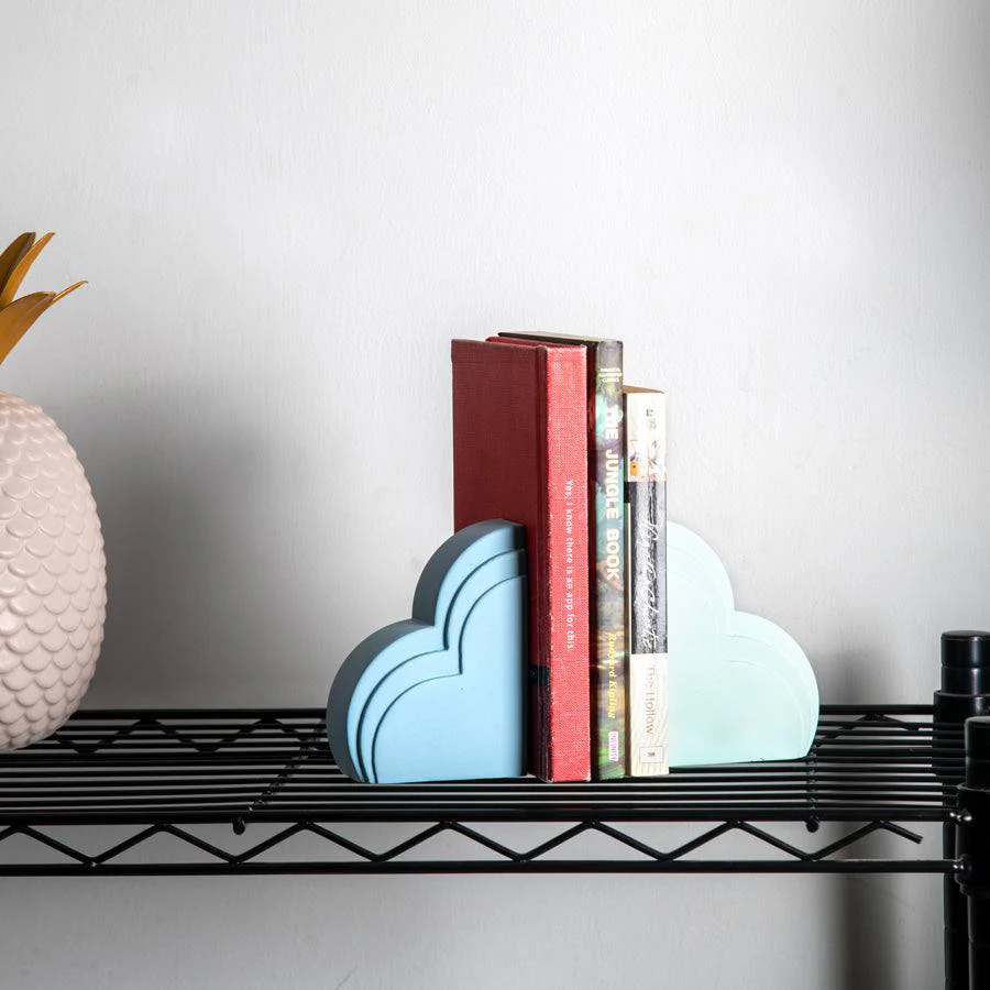 Cloud Bookends, Set of 2- Powder Blue & Green - Image 4