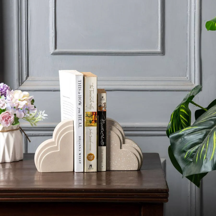 Cloud Bookends, Set of 2 - Speckled Taupe