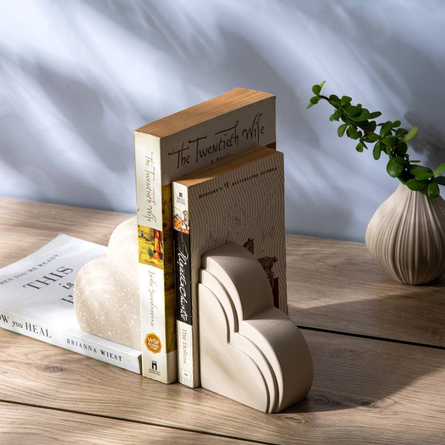 Cloud Bookends, Set of 2 - Speckled Taupe - Image 2