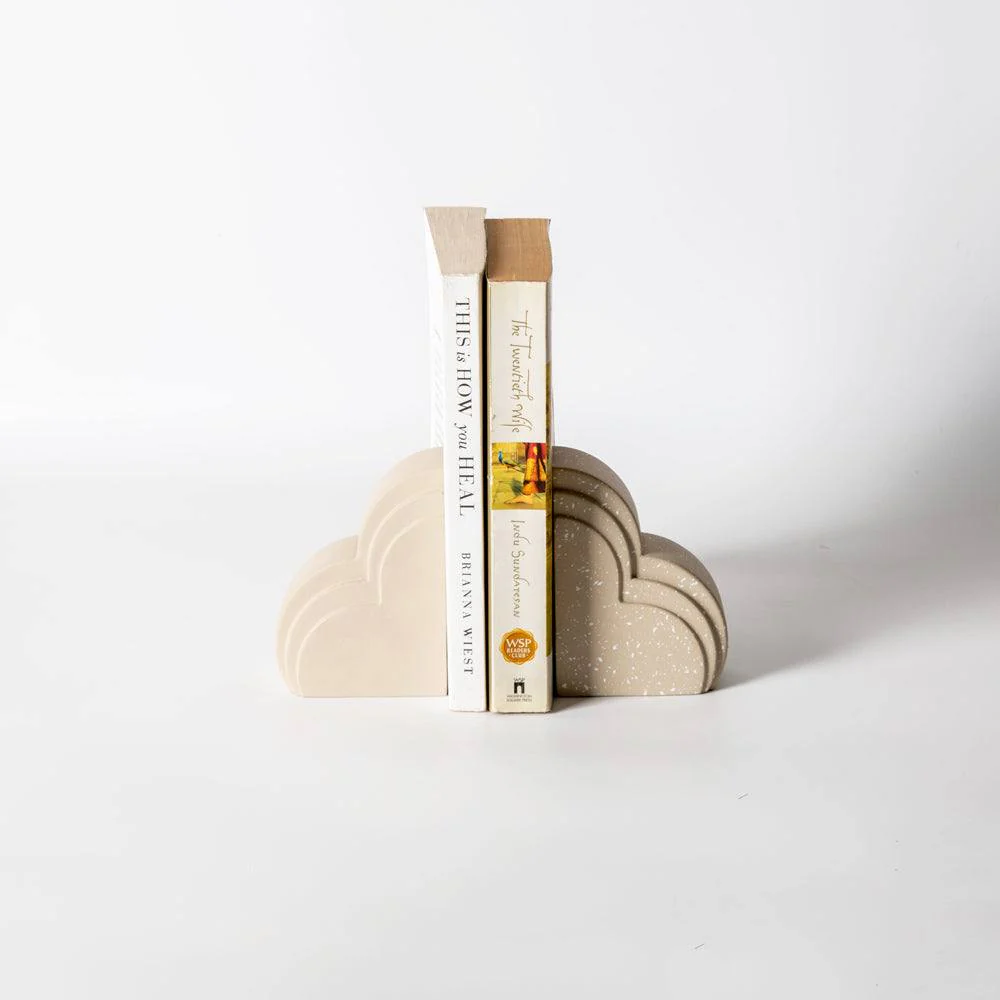 Cloud Bookends, Set of 2 - Speckled Taupe - Image 3