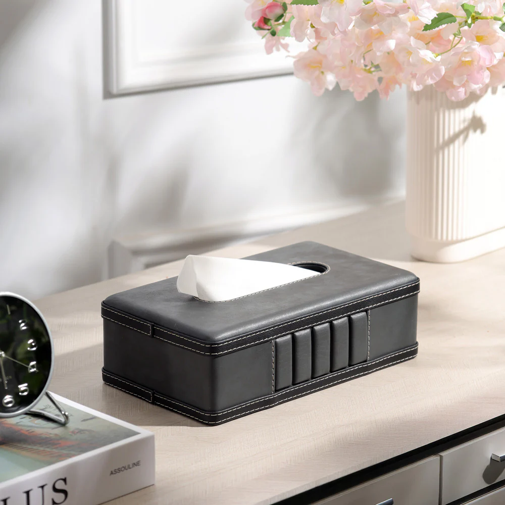 Coda Striped Tissue Box Holder - Grey Black - Image 7