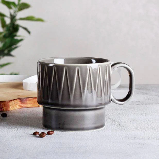 Coffee and More Tea Mugs, Set of 2 - Grey - Image 7