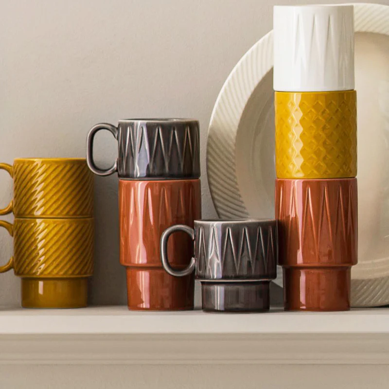 Coffee and More Tea Mugs, Set of 2 - Grey - Image 8