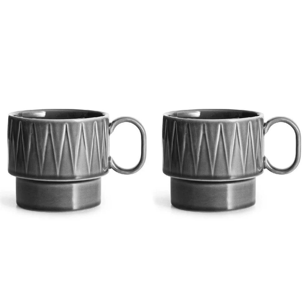 Coffee and More Tea Mugs, Set of 2 - Grey - Image 9