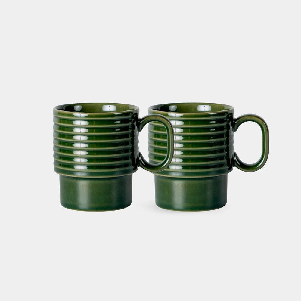 Coffee & More Coffee Mugs, Set of 2 - Green - Image 3