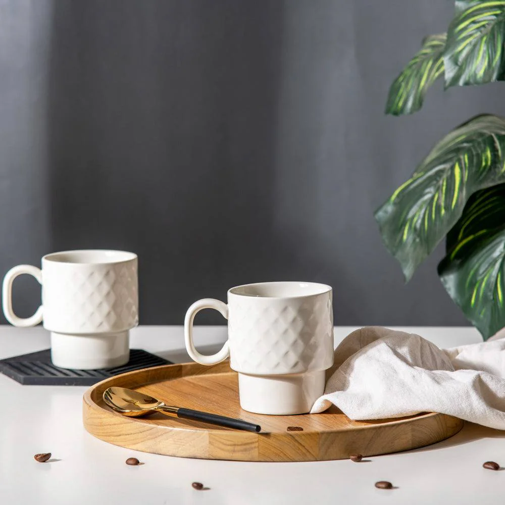 Coffee & More Coffee Mugs, Set of 2 - White