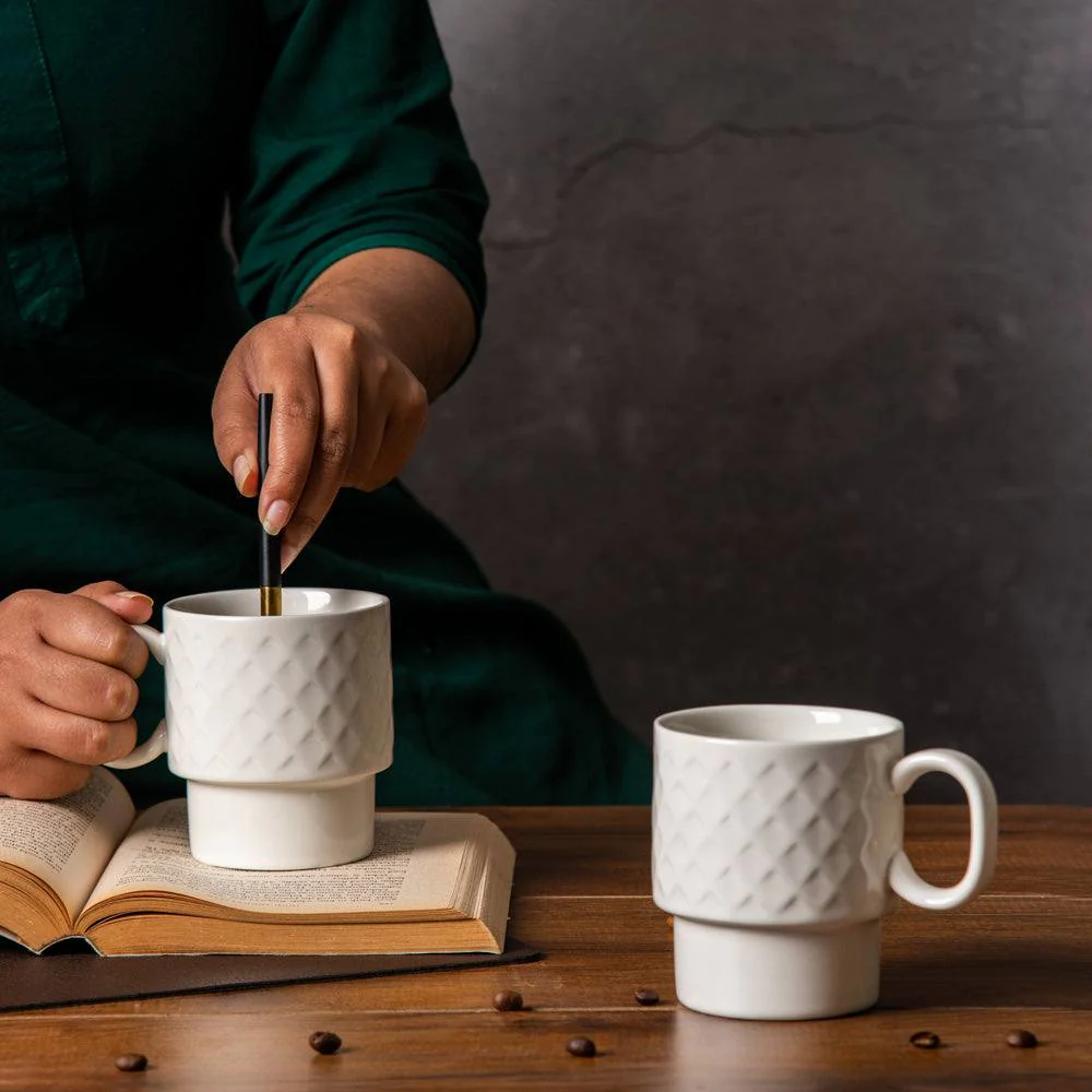 Coffee & More Coffee Mugs, Set of 2 - White - Image 4