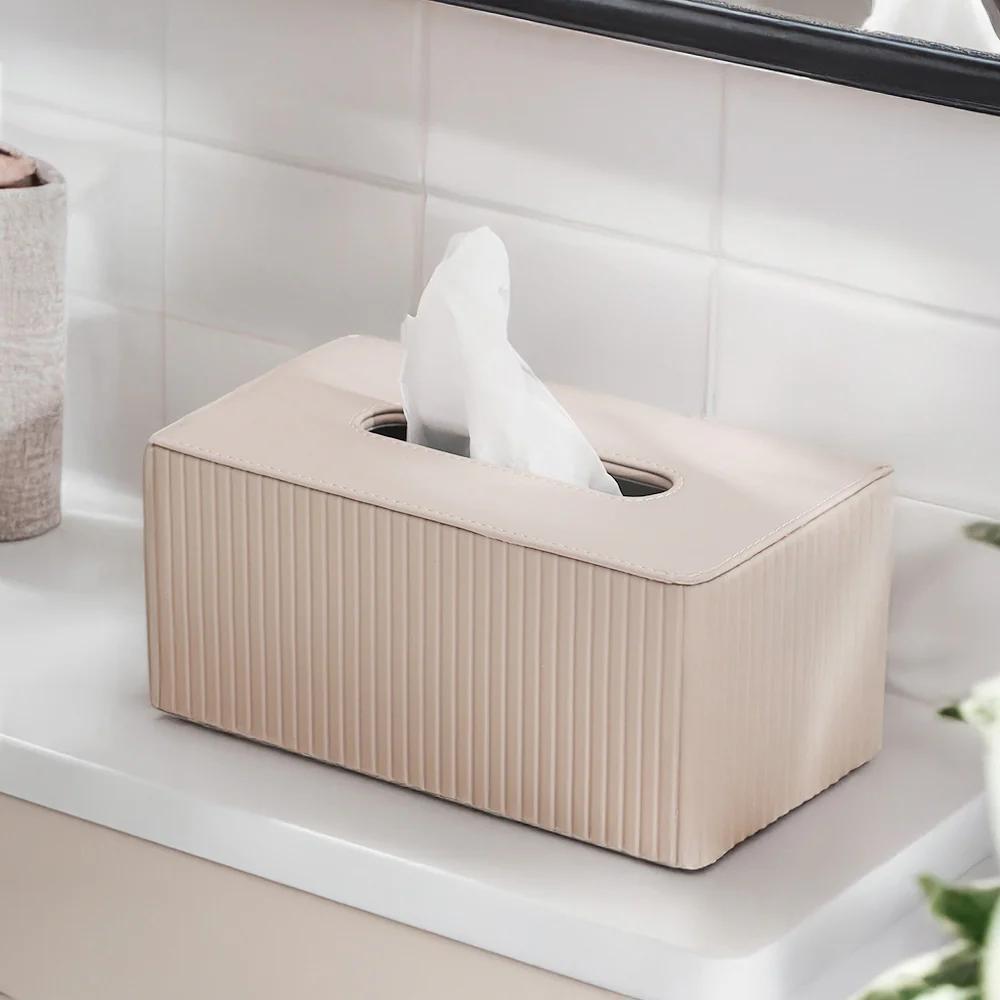 Columns Tissue Box Holder - Taupe - Image 5