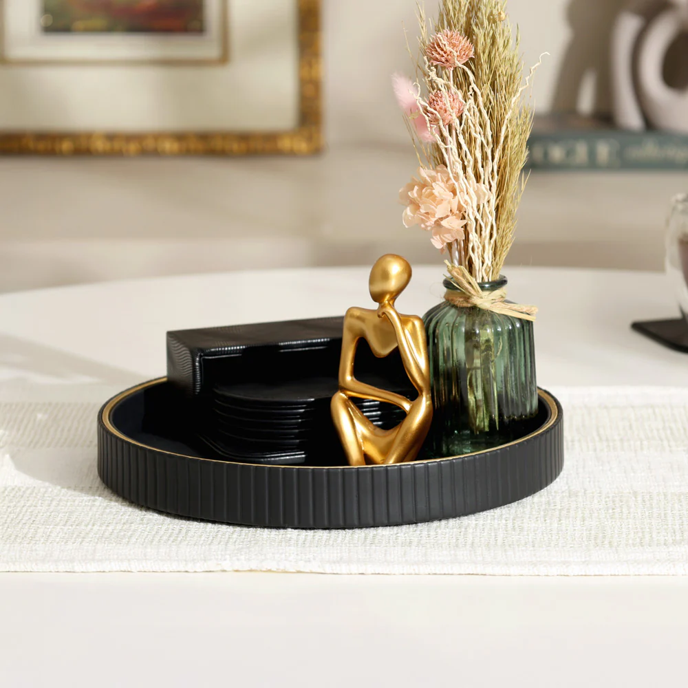Columns Round Vanity Tray - Black - Image 4