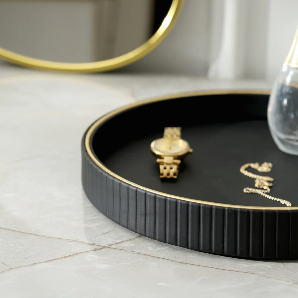Columns Round Vanity Tray - Black - Image 5