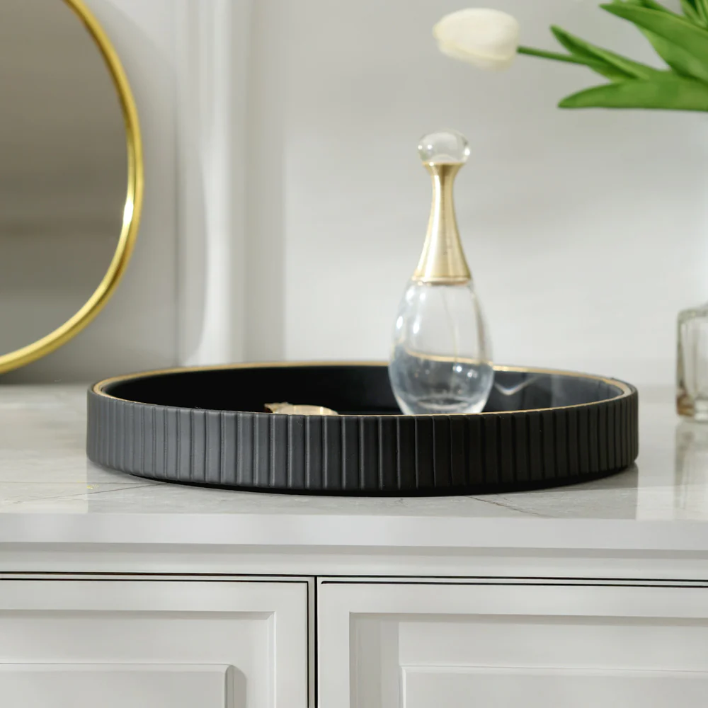 Columns Round Vanity Tray - Black - Image 7