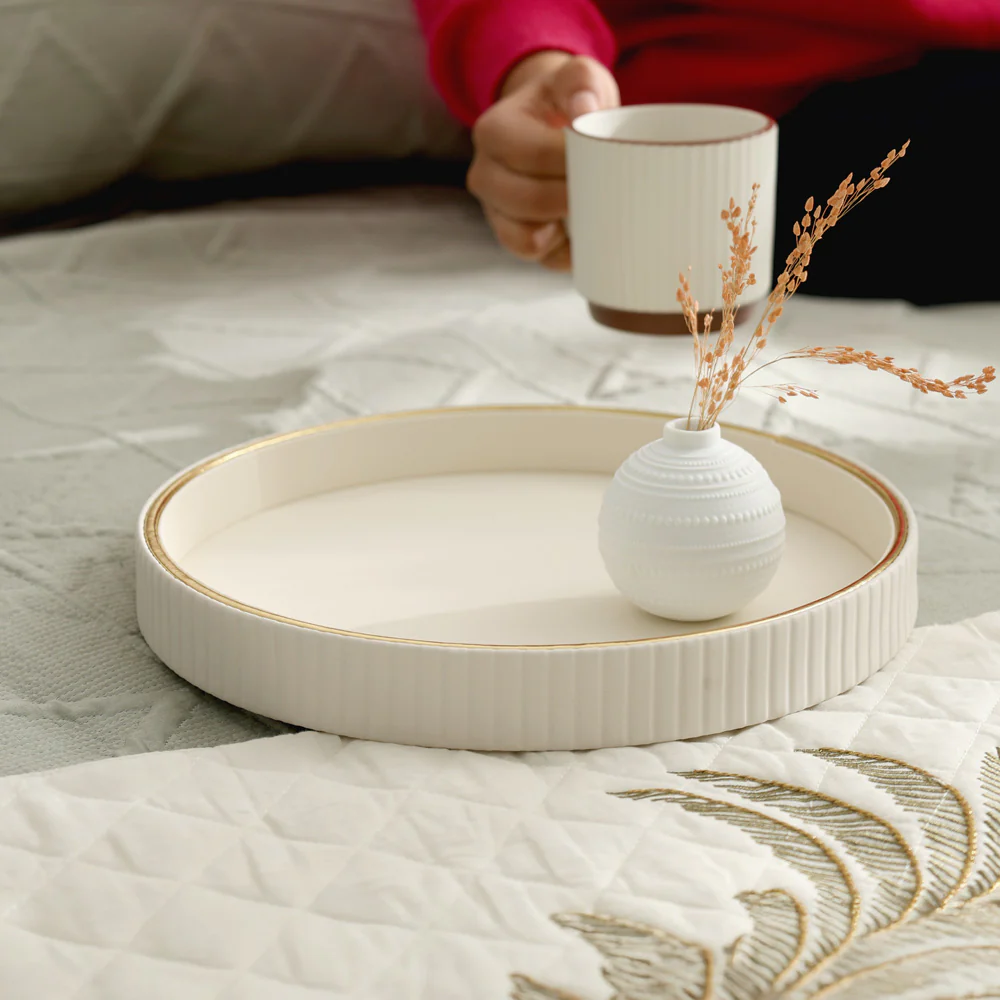 Columns Round Vanity Tray - Ivory - Image 2