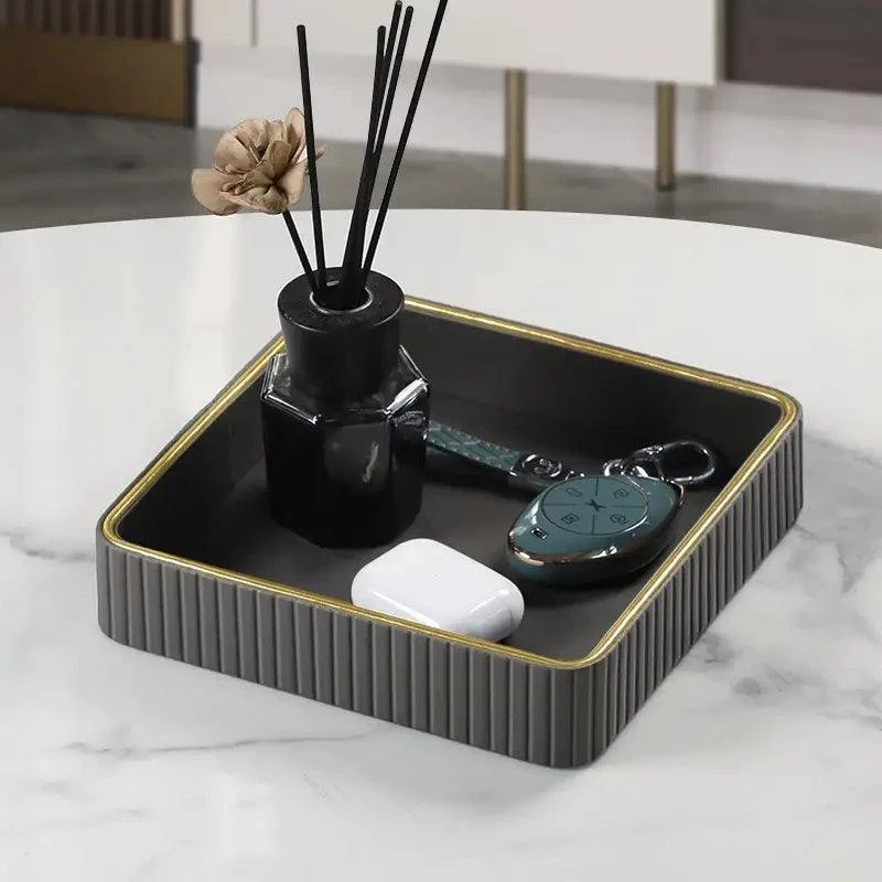 Columns Square Leather Valet Tray - Dark Grey - Image 3