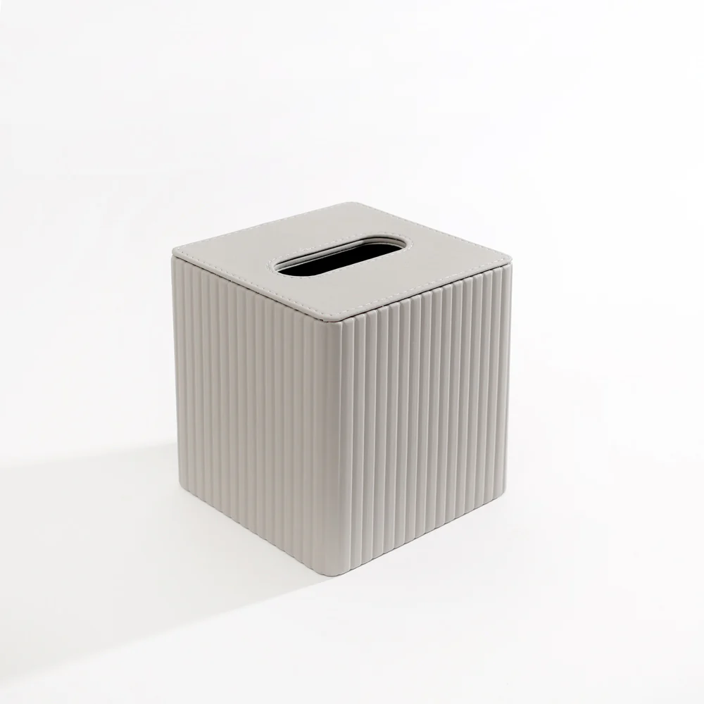Columns Square Tissue Box Holder - Light Grey - Image 3