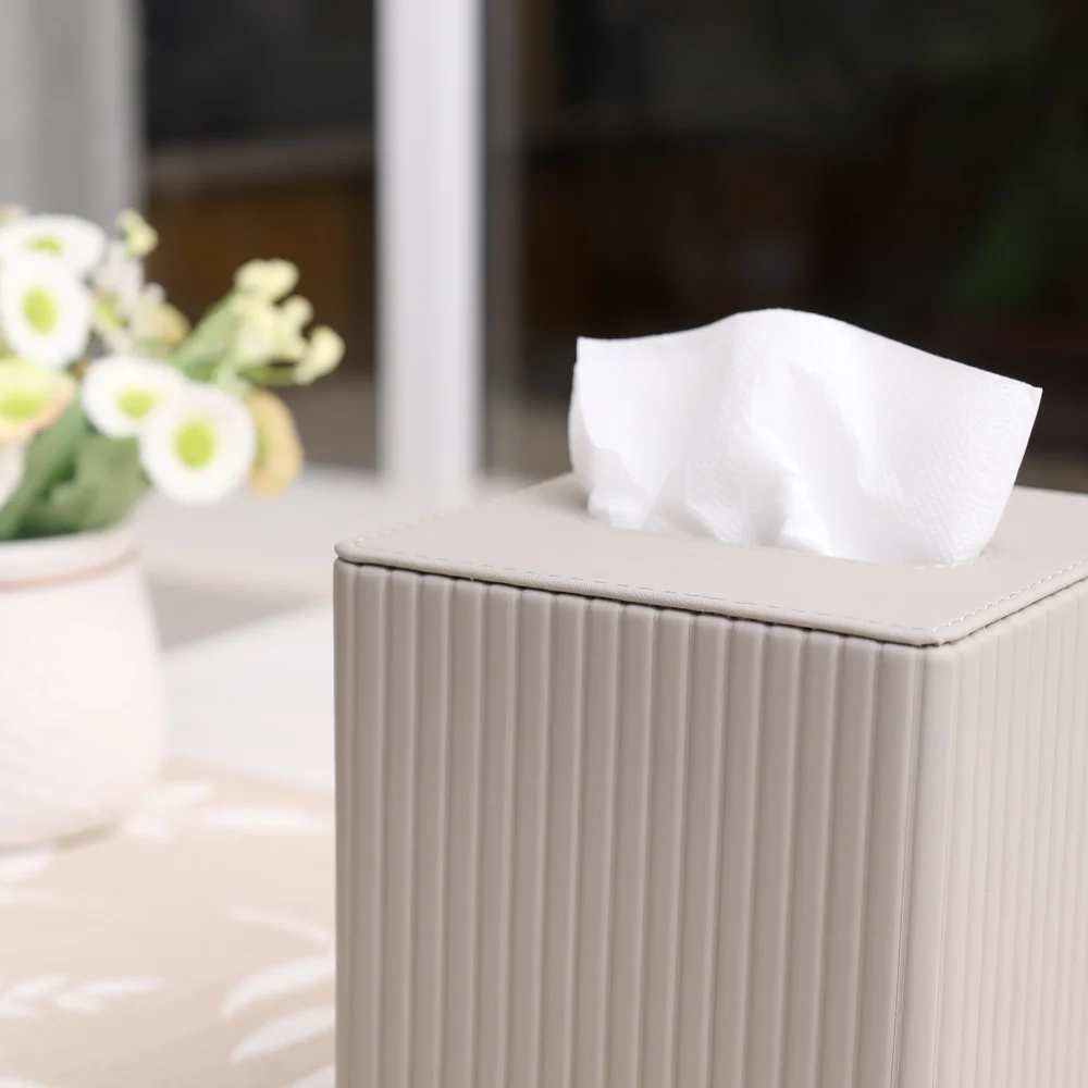 Columns Square Tissue Box Holder - Light Grey - Image 5