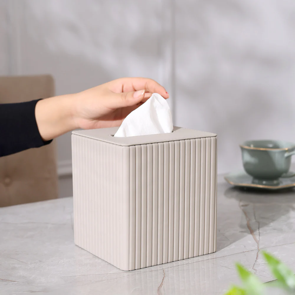 Columns Square Tissue Box Holder - Light Grey - Image 6