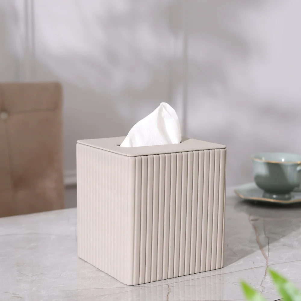 Columns Square Tissue Box Holder - Light Grey - Image 8