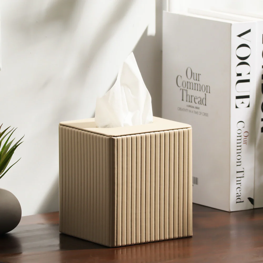 Columns Square Tissue Box Holder - Taupe - Image 5