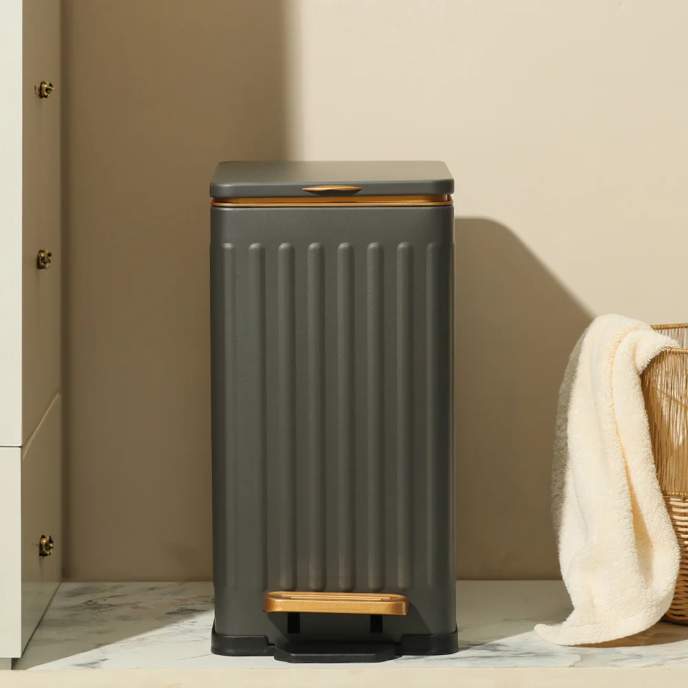 Columns Slim Pedal Bin 12L - Grey - Image 2