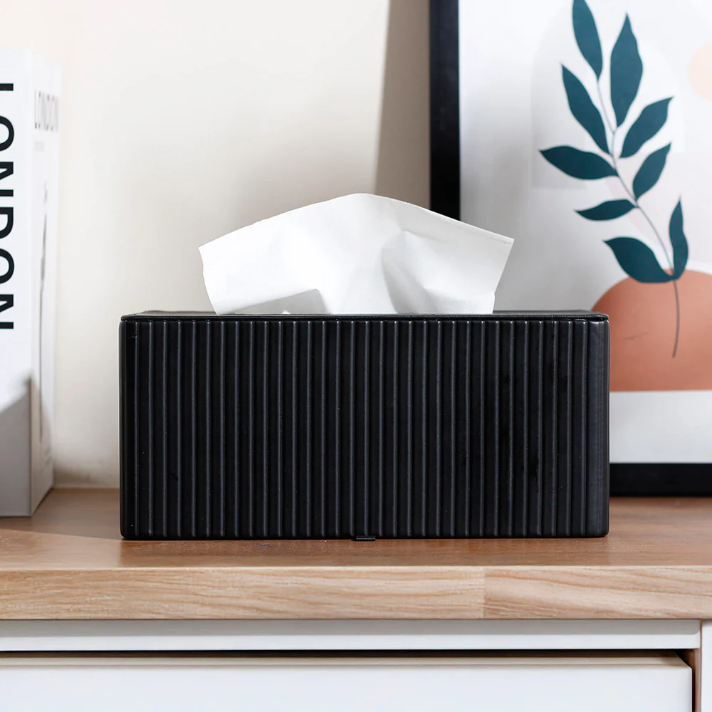 Columns Tissue Box Holder - Black