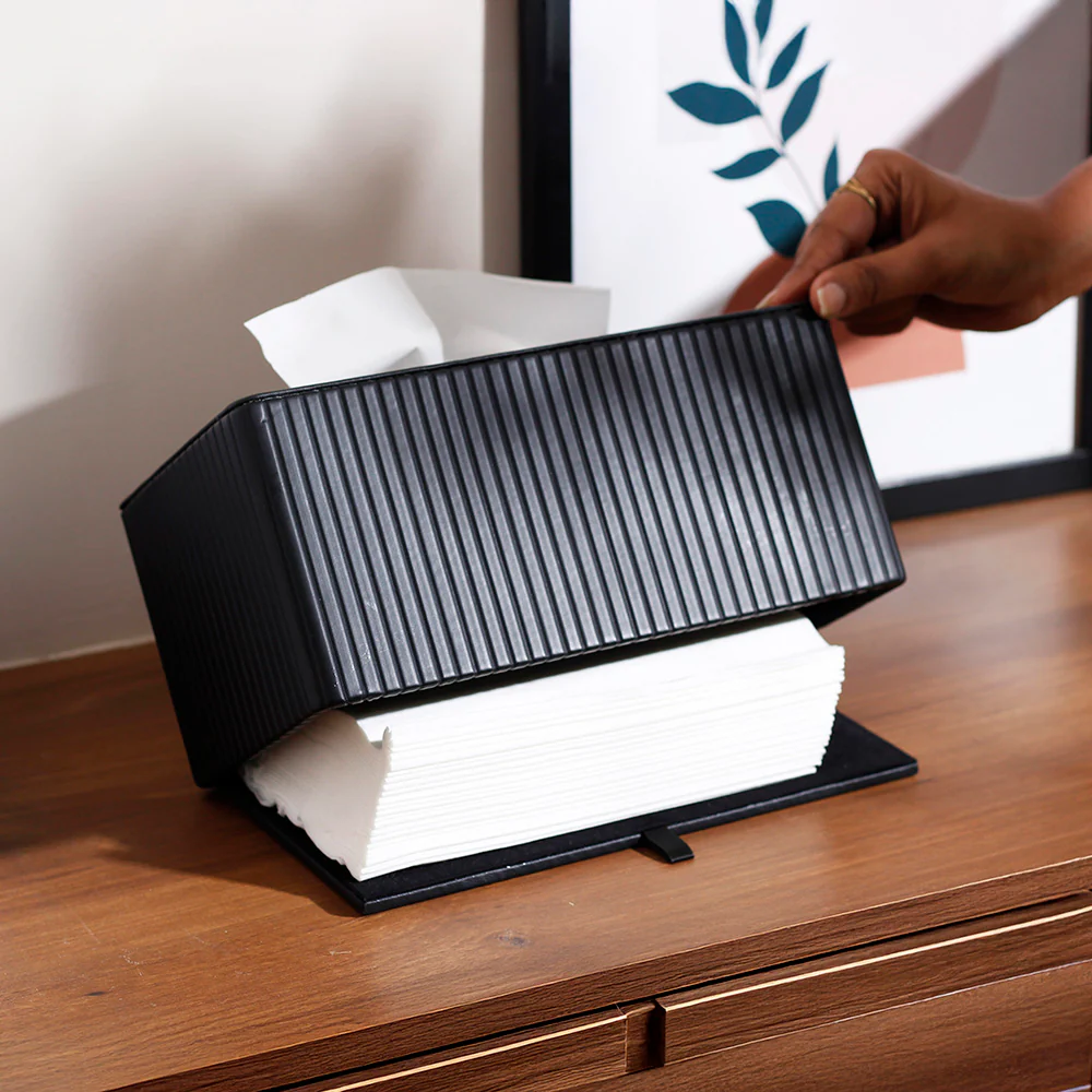 Columns Tissue Box Holder - Black - Image 2