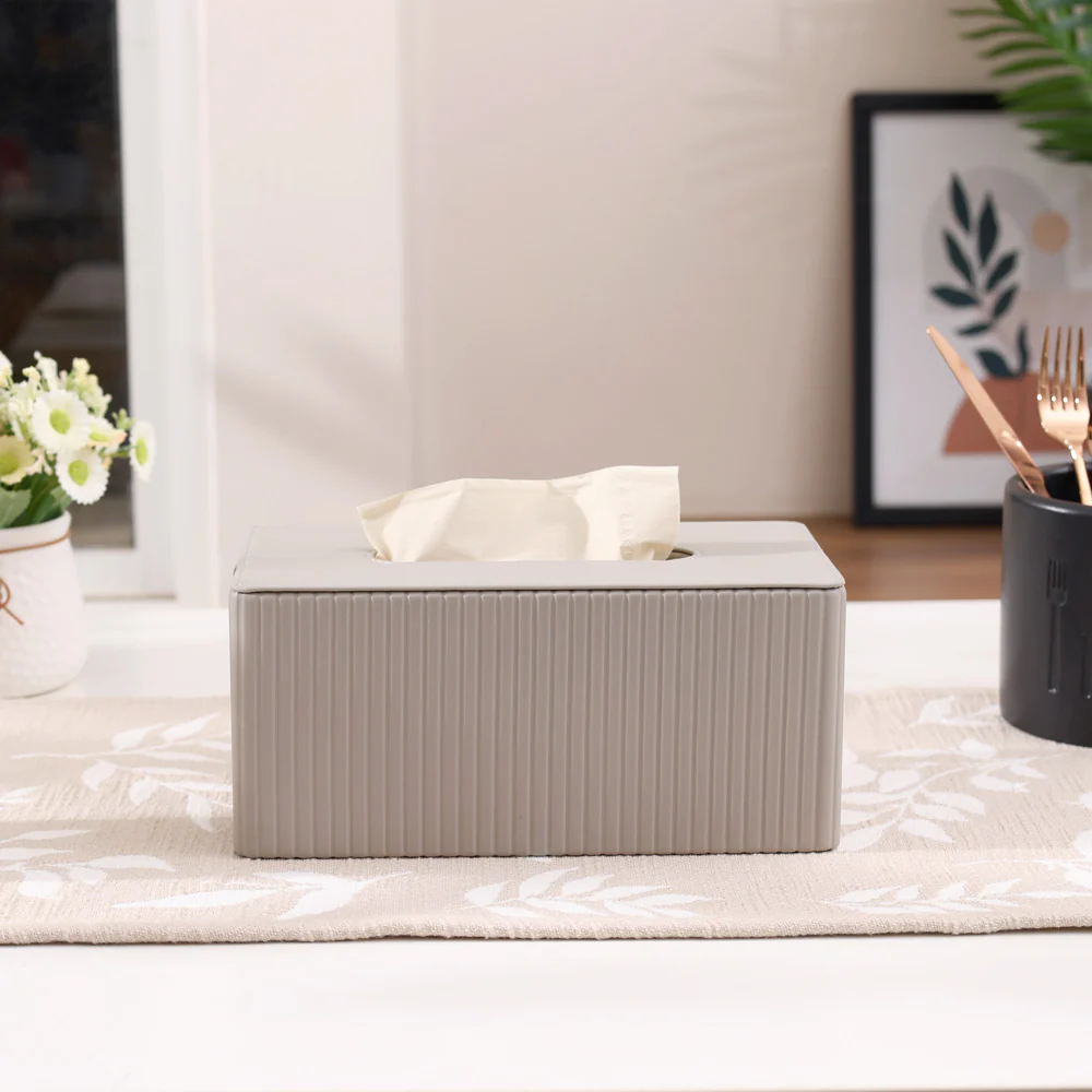 Columns Tissue Box Holder - Light Grey - Image 2