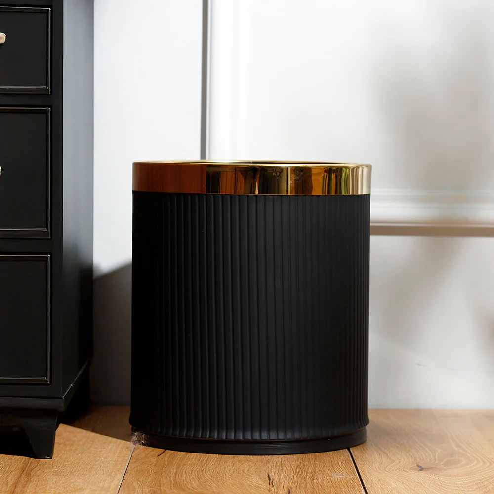 Columns Waste Bin 10L - Black & Gold - Image 2