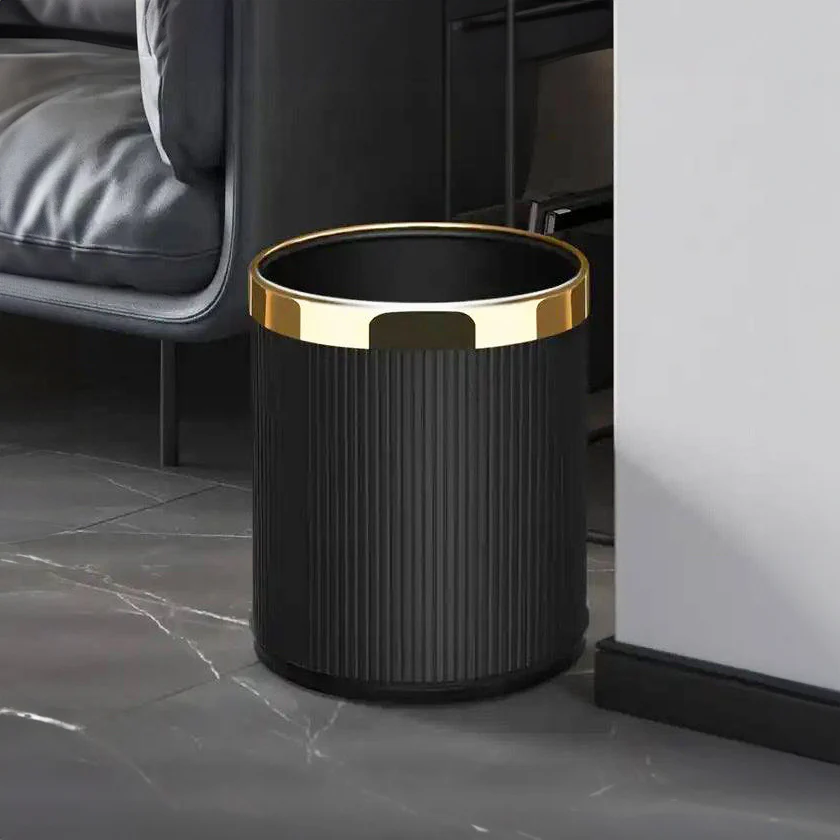 Columns Waste Bin 10L - Black & Gold - Image 5