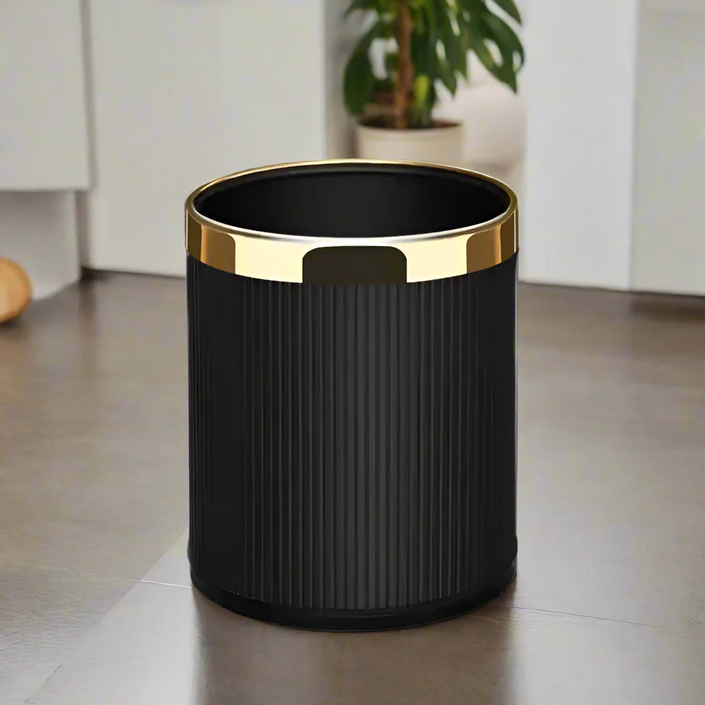 Columns Waste Bin 10L - Black & Gold - Image 8