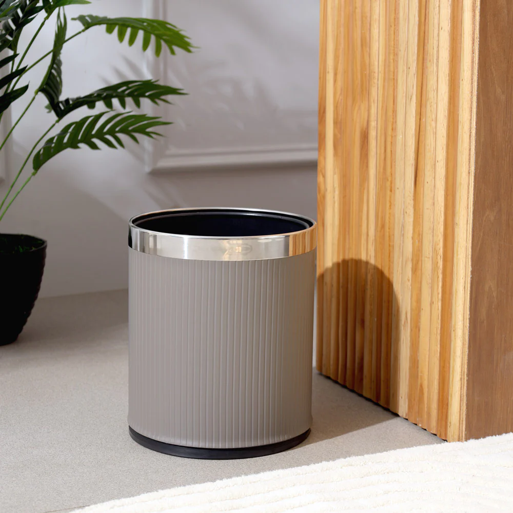 Columns Waste Bin 10L - Dark Grey & Steel - Image 3