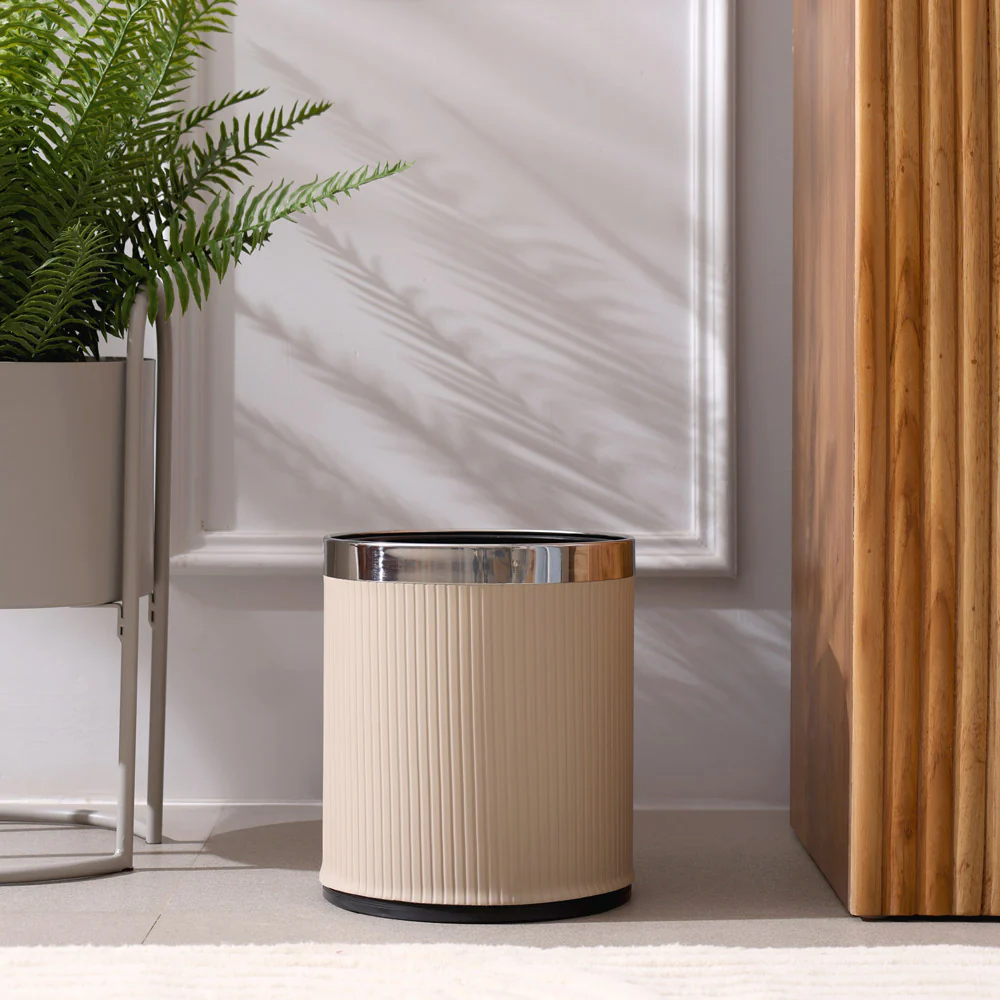 Columns Waste Bin 10L - Taupe & Steel - Image 2