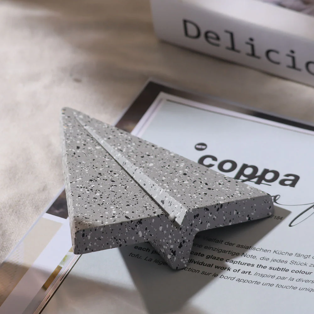 Concrete Aeroplane Paperweight - Speckled Grey - Image 2
